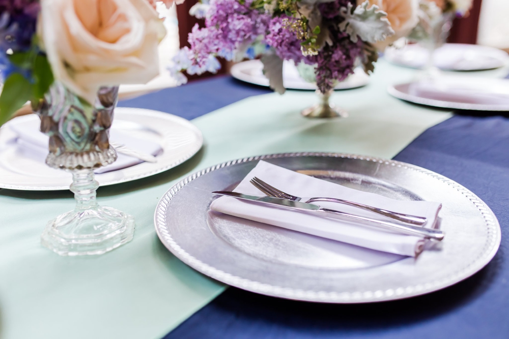 Mint and Navy Table Scape designed by Keri Weber from The Event Assistant