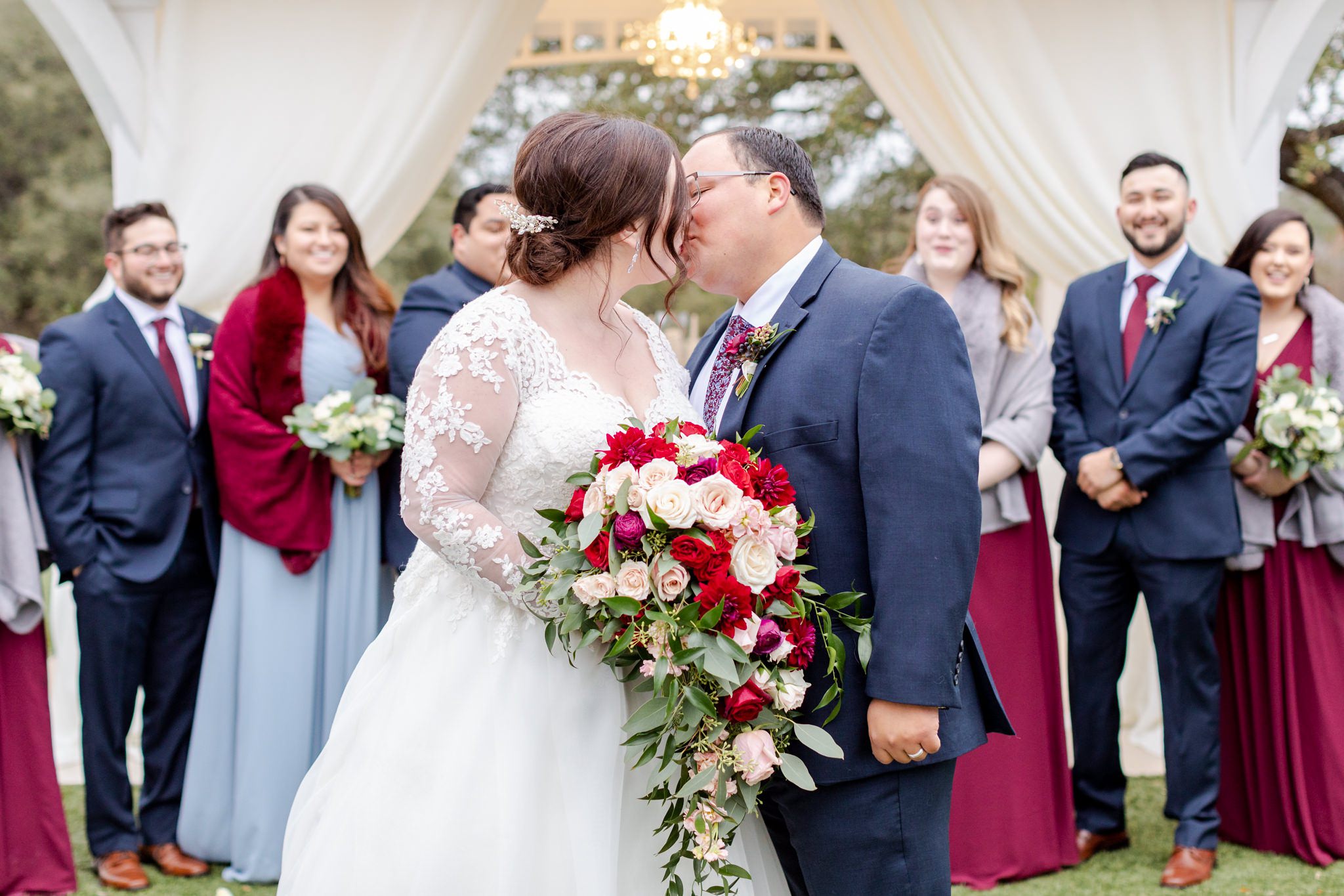 A Dusty Blue and Burgundy Wedding at Kendall Plantation in Boerne, TX by Dawn Elizabeth Studios, Boerne Wedding Photographer