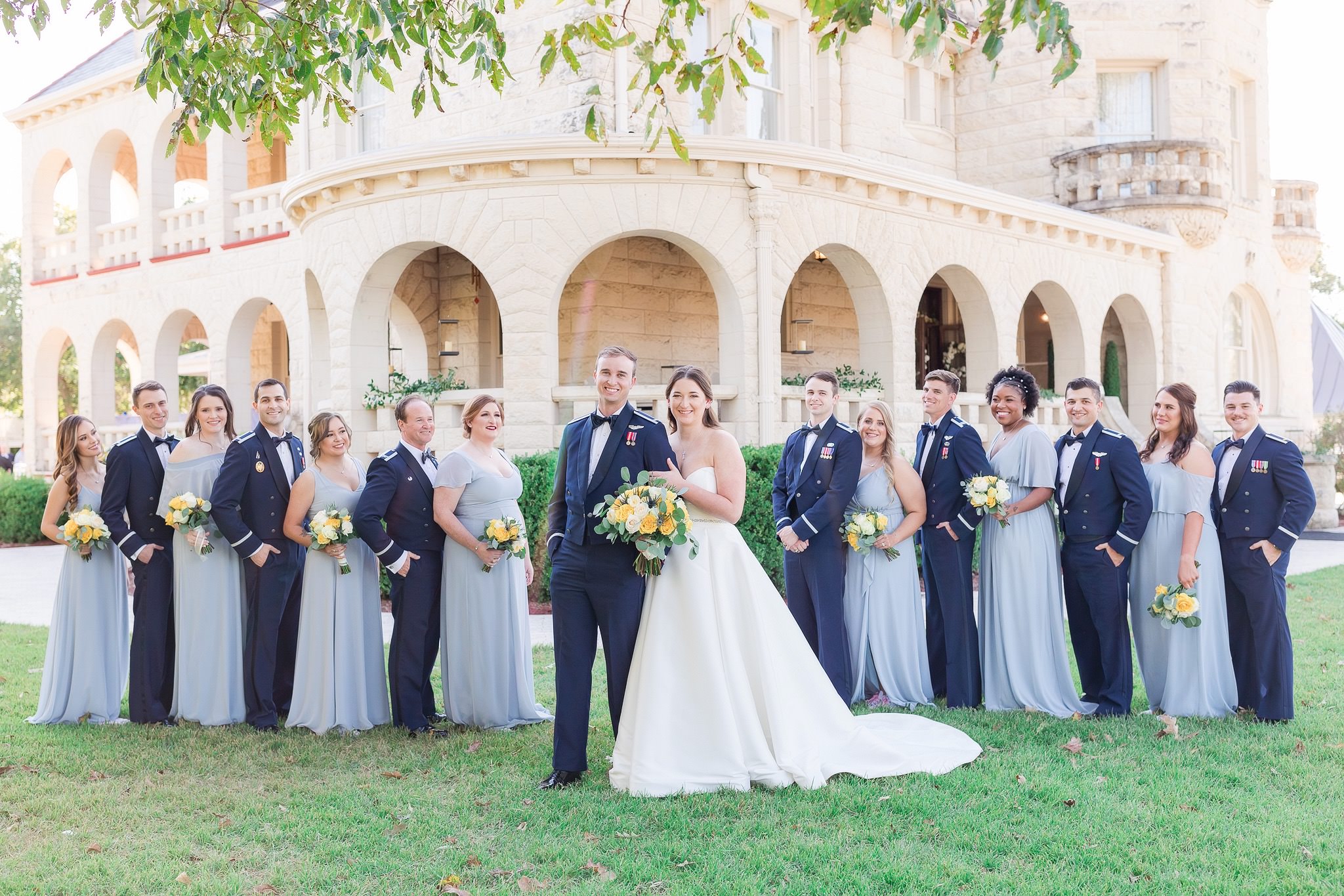 A blue and yellow Wedding at St. Pius Church & The Lambermont by Dawn Elizabeth Studios, San Antonio Wedding Photographer